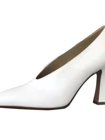 Ladies Vintage Chunky Female High Heel Pumps Sexy Cow Leather Women Square Toe Heels Lady Fashion Shoes Hot Sales