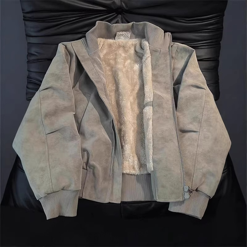 Dye-Print PU Leather Jacket Coat for MenAuctionBnB