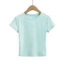 Solid color round neck t-shirt for women