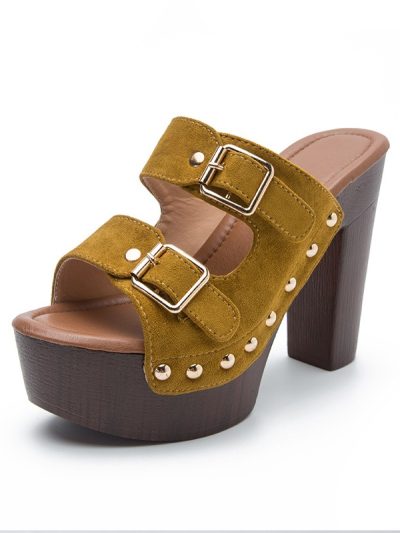 platform sandals square heel women high heel shoes ankle strao rivet mules shoes sandals