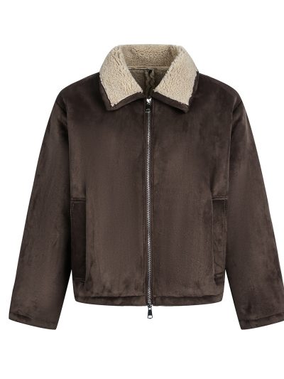 Brown lambhair coat for men