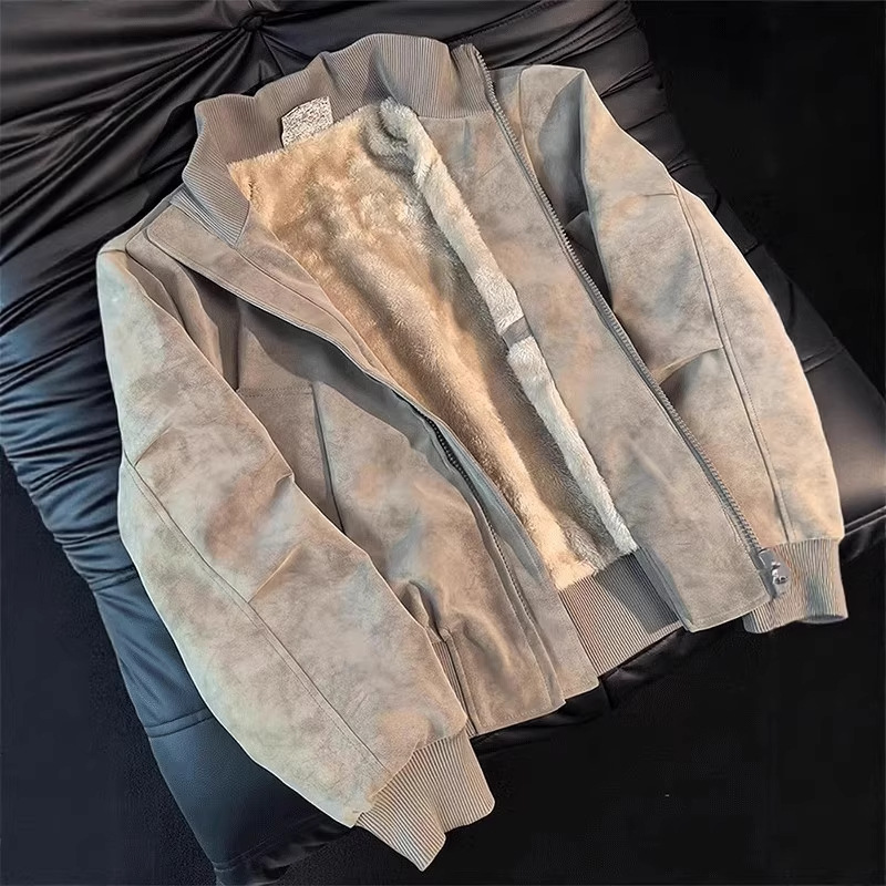 Dye-Print PU Leather Jacket Coat for MenAuctionBnB