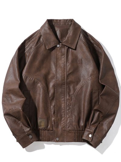 PU Leather Jacket Men  Motorbike Biker Coat