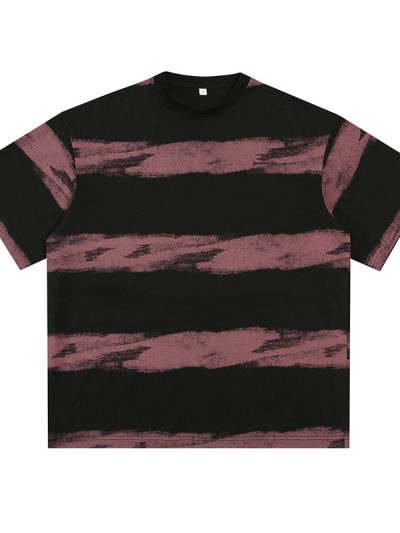 Tie dye contrasting striped short sleeved T-shirt for men