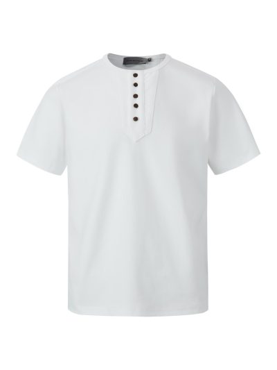 Shoulder Sleeve Five-Button Short Sleeve T-Shirt for Men and Women