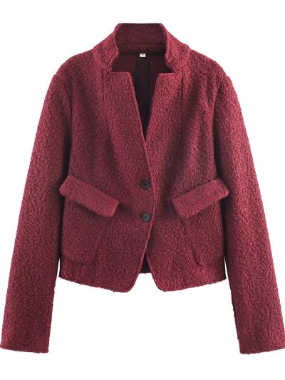 Fitted Wool Boucl&eacute; Coat for Women