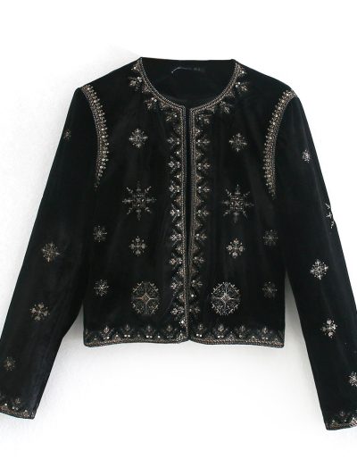 Royal  Embroidered Velvet Coat for Women