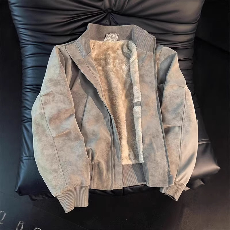 Dye-Print PU Leather Jacket Coat for MenAuctionBnB
