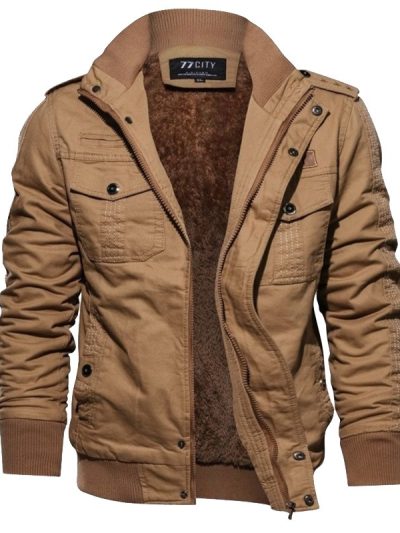 Autumn And Winter Men's Stand Collar Cotton Wash Plush Thickened Coat Large Casual Jacket Men