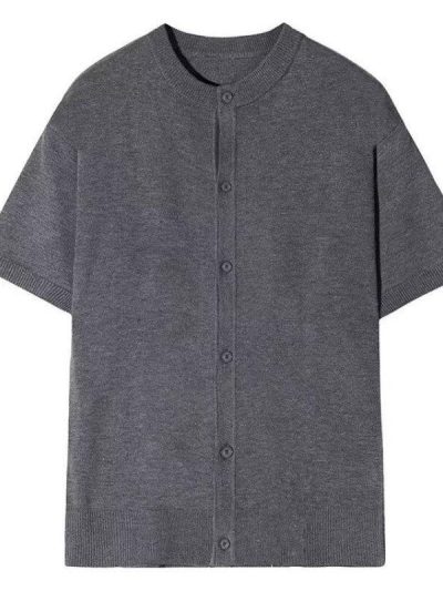 Summer Ice Silk Knitted Shirt Short Sleeve T-shirt for Men