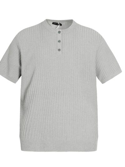 Look Solid Color Design Loose Knit T-Shirt for Men