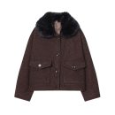 Hairy collar twill coat for women