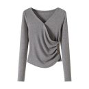 V-neck long sleeved T-shirt for women