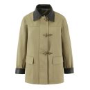 Patchwork Leather Collar Quilted Coat for Women