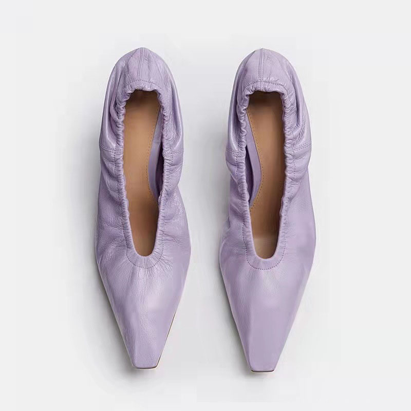 Transparent heel crystal high heels for women retro thick heel single shoes women's pointed toe soft leather witch granny shoes - Image 5