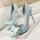 Fashion delicate sweet bowknot high heel shoes side hollow pointed Stiletto Heels Shoes women pumpsAuctionBnB