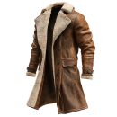 Vintage Brown Suede Coat for Men, Long Autumn/Winter Jacket