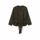 Knitted Long Sleeve Short Coat with Belt for Women