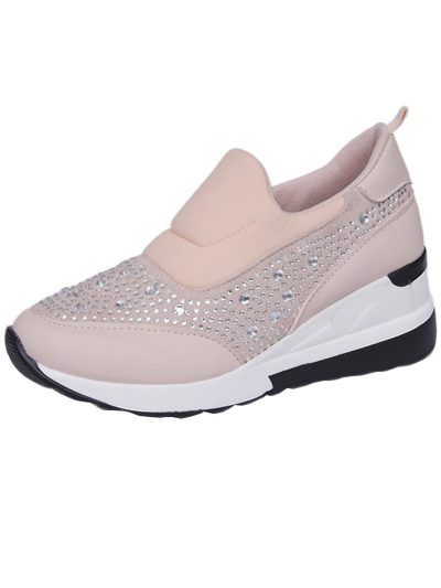 Large slope heel shoes for women in spring, new rhinestone inner height increasing shoes, high heels, lazy shoes, casual sports shoes for women
