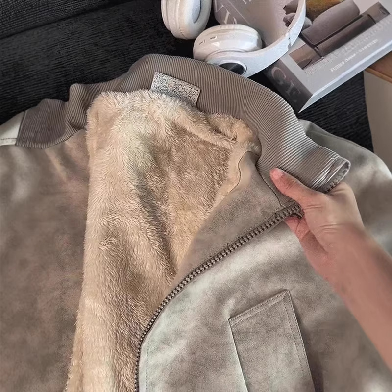 Dye-Print PU Leather Jacket Coat for MenAuctionBnB