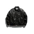 Washed PU Leather Cotton Coat for Men, Casual Warm Winter Jacket