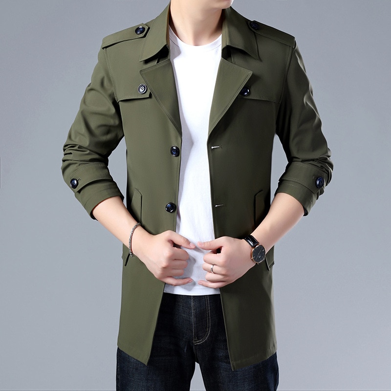Thoshine Brand Spring Autumn Men Trench Coats Superior Quality Buttons Male Fashion Outerwear Jackets Windbreaker Plus Size 3XL - Image 11