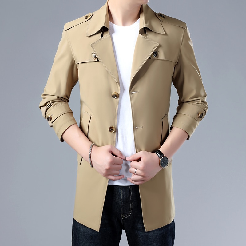 Thoshine Brand Spring Autumn Men Trench Coats Superior Quality Buttons Male Fashion Outerwear Jackets Windbreaker Plus Size 3XL - Image 4