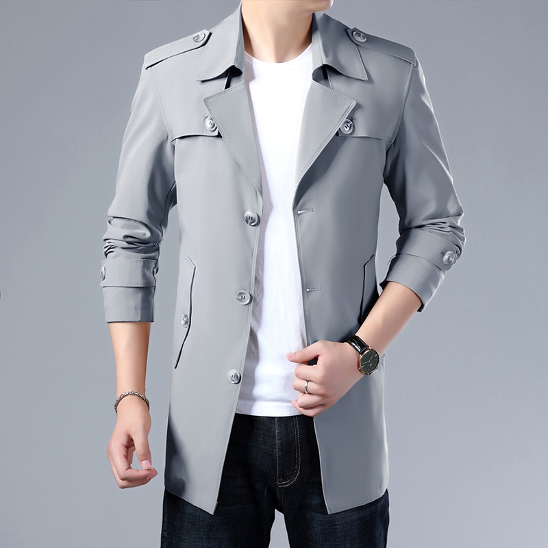 Thoshine Brand Spring Autumn Men Trench Coats Superior Quality Buttons Male Fashion Outerwear Jackets Windbreaker Plus Size 3XL - Image 2