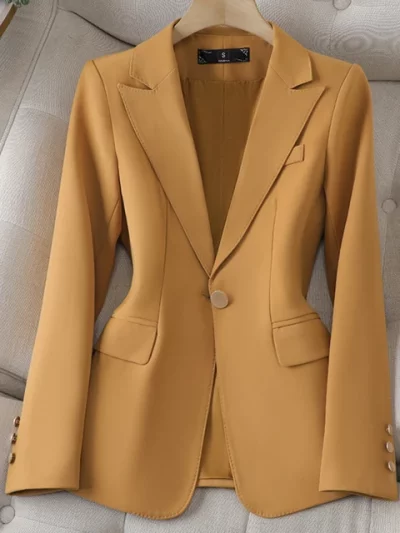 Women's Clothing Office Lady Long Sleeve Blazer Jacket For Women Fashion Suits Coats Female Autumn Brown Tops