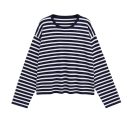 Casual striped knitted T-shirt for women